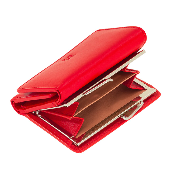 DUDU Portafoglio Donna Piccolo in Pelle RFID con Portamonete a Clic Clac Compatto 6 Porta Carte Tessere