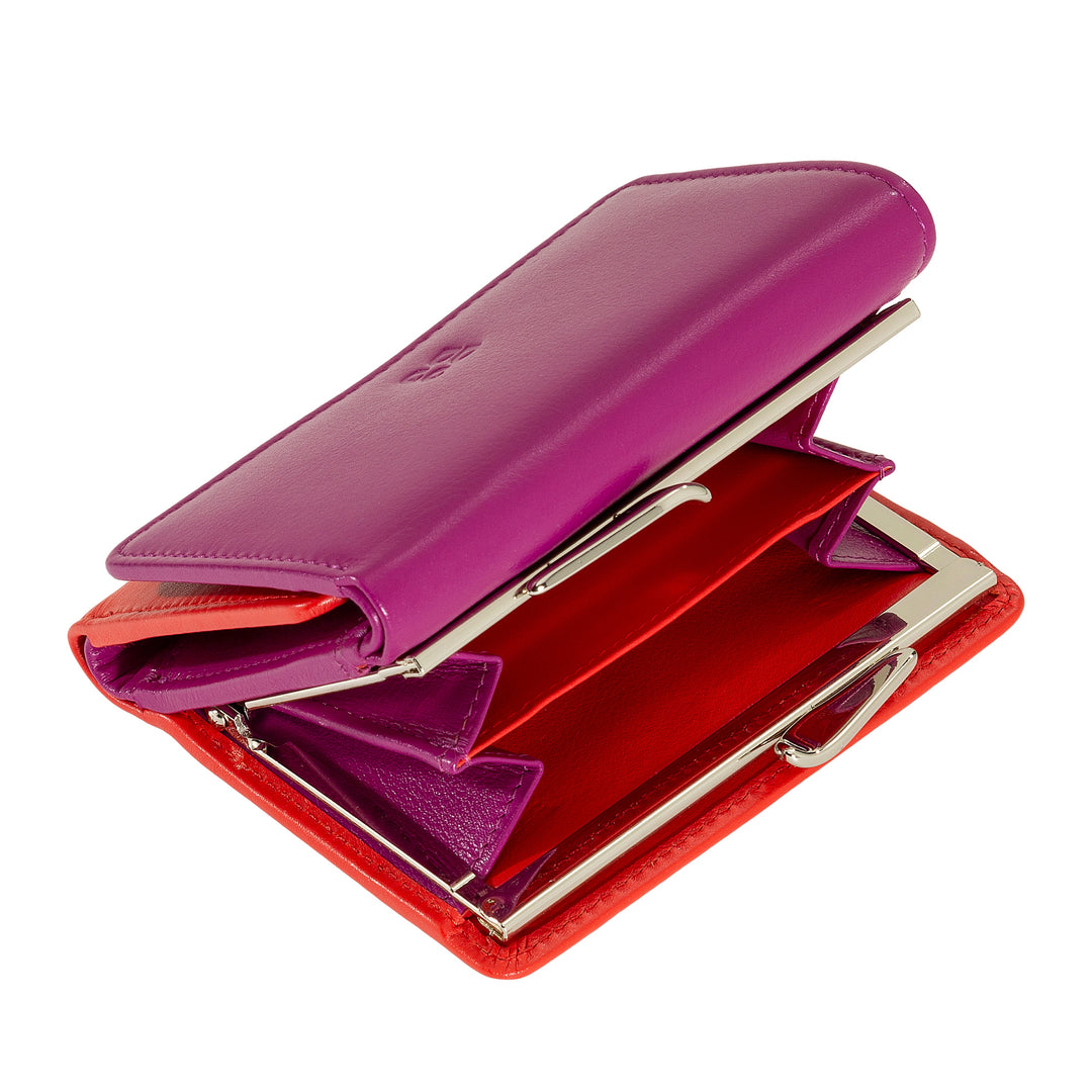 DUDU Portafoglio Donna Piccolo in Pelle RFID con Portamonete a Clic Clac Compatto 6 Porta Carte Tessere