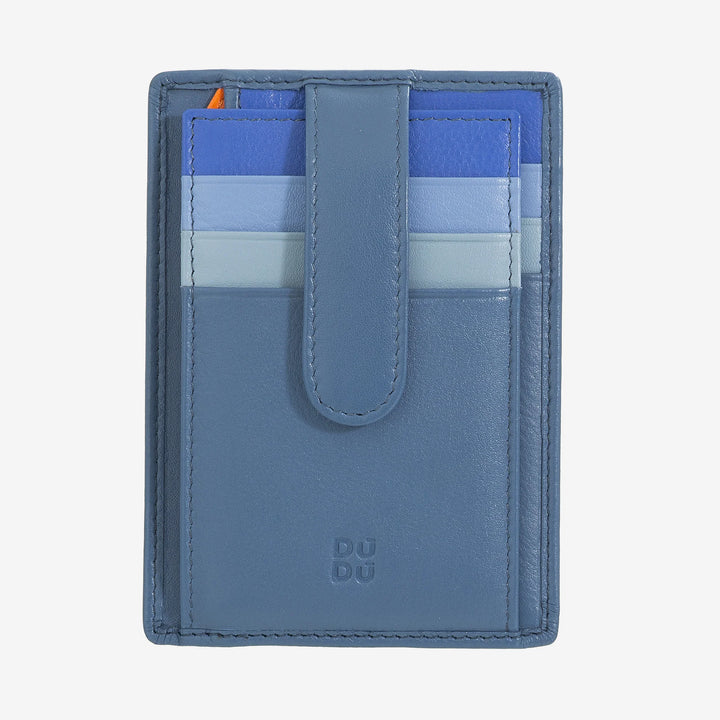 DUDU Porta Carte di Credito in Pelle Multicolore Sottile Slim Uomo Donna con 9 Slot e Chiusura di Sicurezza
