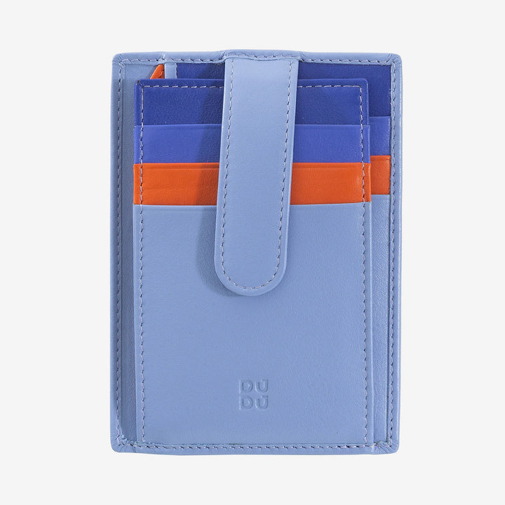 DUDU Porta Carte di Credito in Pelle Multicolore Sottile Slim Uomo Donna con 9 Slot e Chiusura di Sicurezza