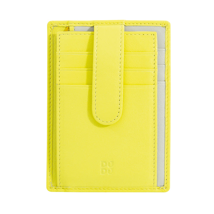 DUDU Porta Carte di Credito in Pelle Multicolore Sottile Slim Uomo Donna con 9 Slot e Chiusura di Sicurezza