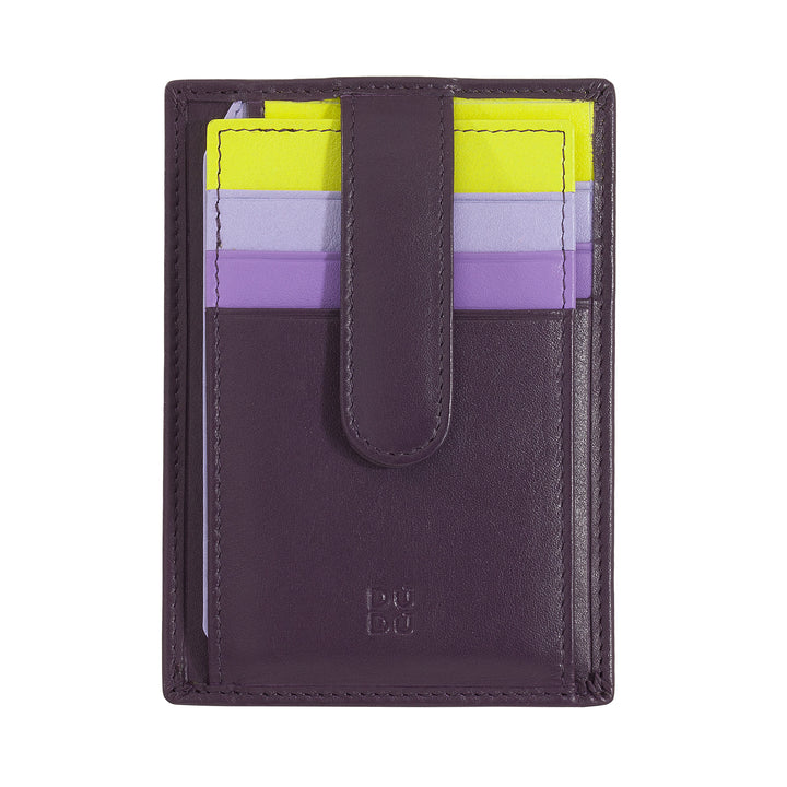 DUDU Porta Carte di Credito in Pelle Multicolore Sottile Slim Uomo Donna con 9 Slot e Chiusura di Sicurezza