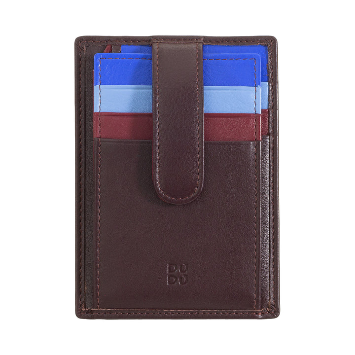 DUDU Porta Carte di Credito in Pelle Multicolore Sottile Slim Uomo Donna con 9 Slot e Chiusura di Sicurezza