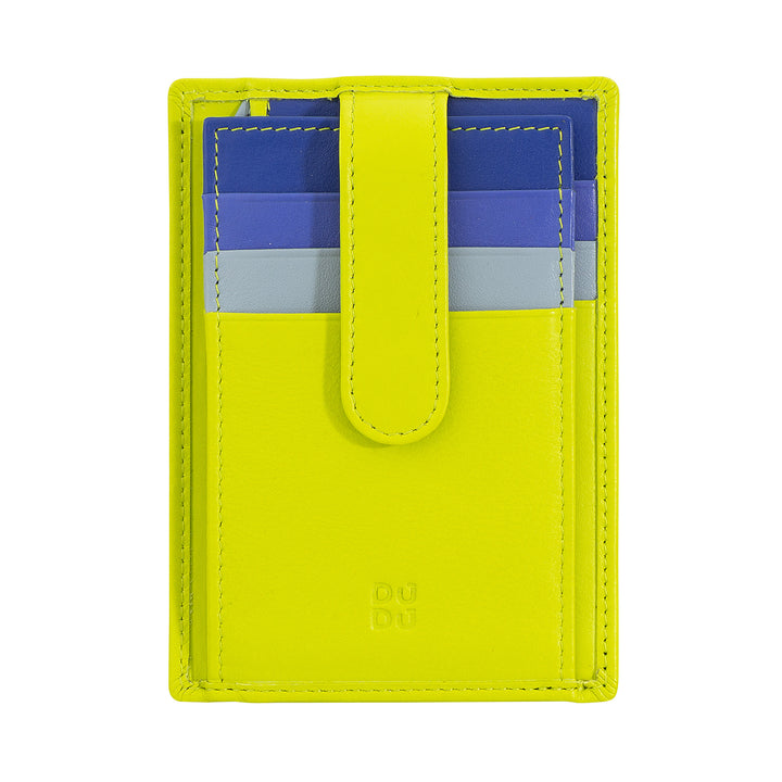 DUDU Porta Carte di Credito in Pelle Multicolore Sottile Slim Uomo Donna con 9 Slot e Chiusura di Sicurezza