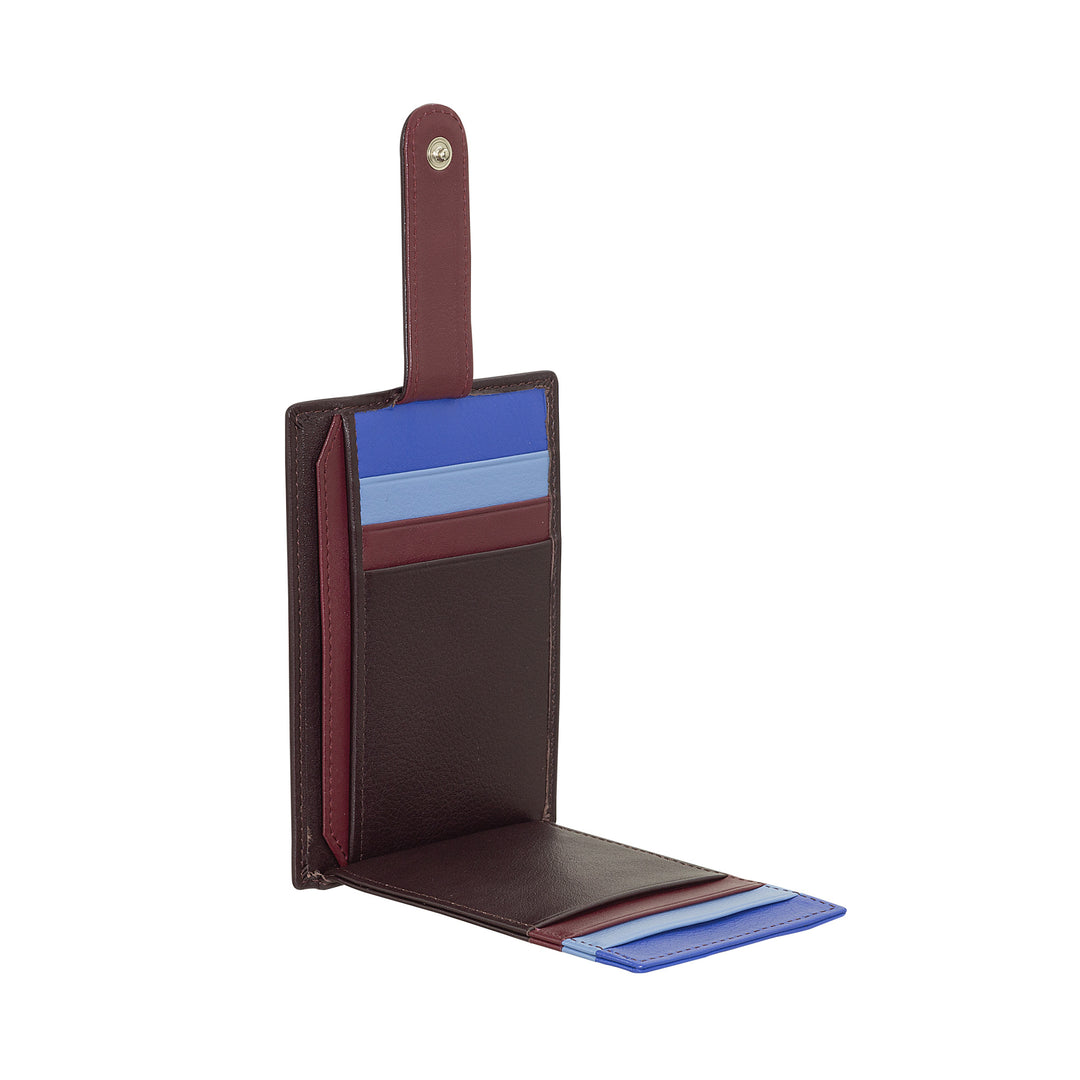 DUDU Porta Carte di Credito in Pelle Multicolore Sottile Slim Uomo Donna con 9 Slot e Chiusura di Sicurezza