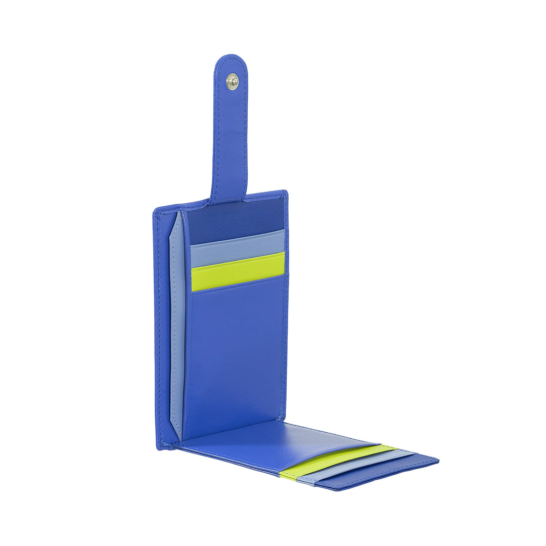 DUDU Porta Carte di Credito in Pelle Multicolore Sottile Slim Uomo Donna con 9 Slot e Chiusura di Sicurezza