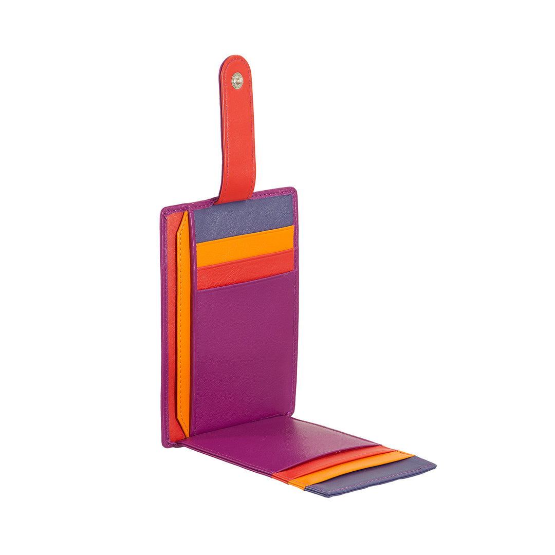 DUDU Porta Carte di Credito in Pelle Multicolore Sottile Slim Uomo Donna con 9 Slot e Chiusura di Sicurezza