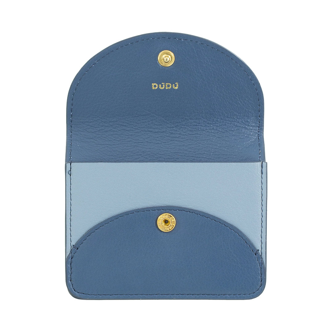 DUDU Porta Carte di Credito a Fisarmonica in Pelle Compatto – Portacarte Uomo Donna con Scomparti Multipli, Chiusura a Bottone, Pratico per Carte e Documenti