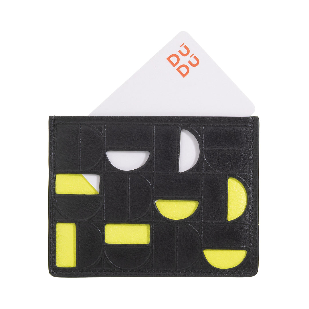 DUDU Porta Carte di Credito Uomo Donna in Pelle - Porta Tessere Slim Sottile dal Design Moderno e Geometrico, Compatto ed Elegante