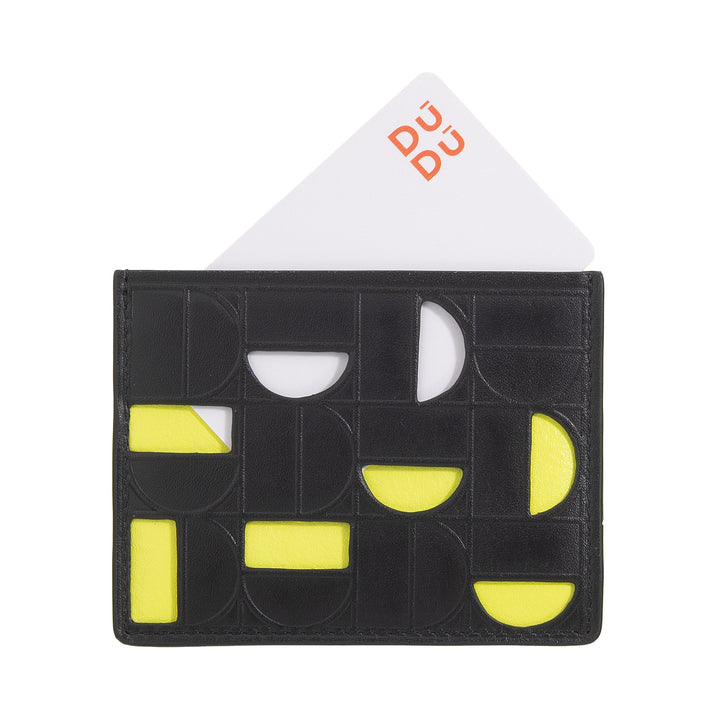 DUDU Porta Carte di Credito Uomo Donna in Pelle - Porta Tessere Slim Sottile dal Design Moderno e Geometrico, Compatto ed Elegante