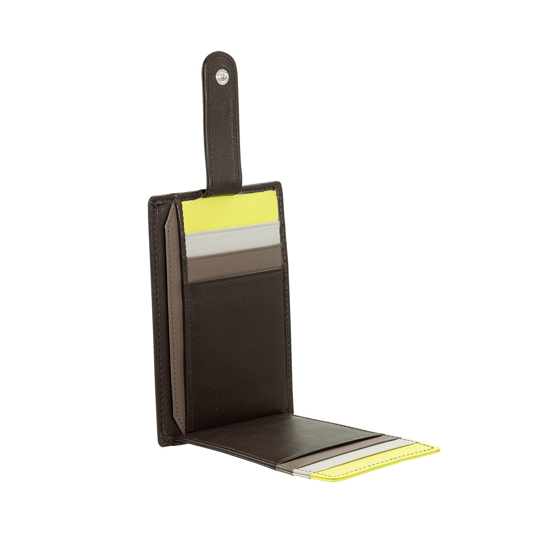 DUDU Porta Carte di Credito in Pelle Multicolore Sottile Slim Uomo Donna con 9 Slot e Chiusura di Sicurezza