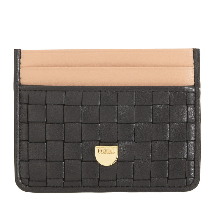 DUDU Porta Carte in Pelle Intrecciata Uomo Donna – Slim Card Holder Compatto Intrecciato, Design Elegante, Porta Carte di Credito Tascabile