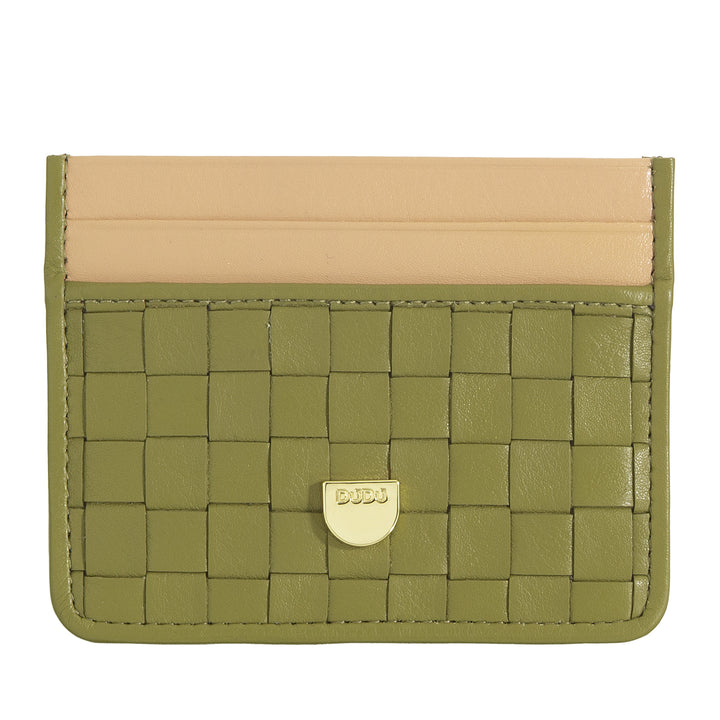 DUDU Porta Carte in Pelle Intrecciata Uomo Donna – Slim Card Holder Compatto Intrecciato, Design Elegante, Porta Carte di Credito Tascabile