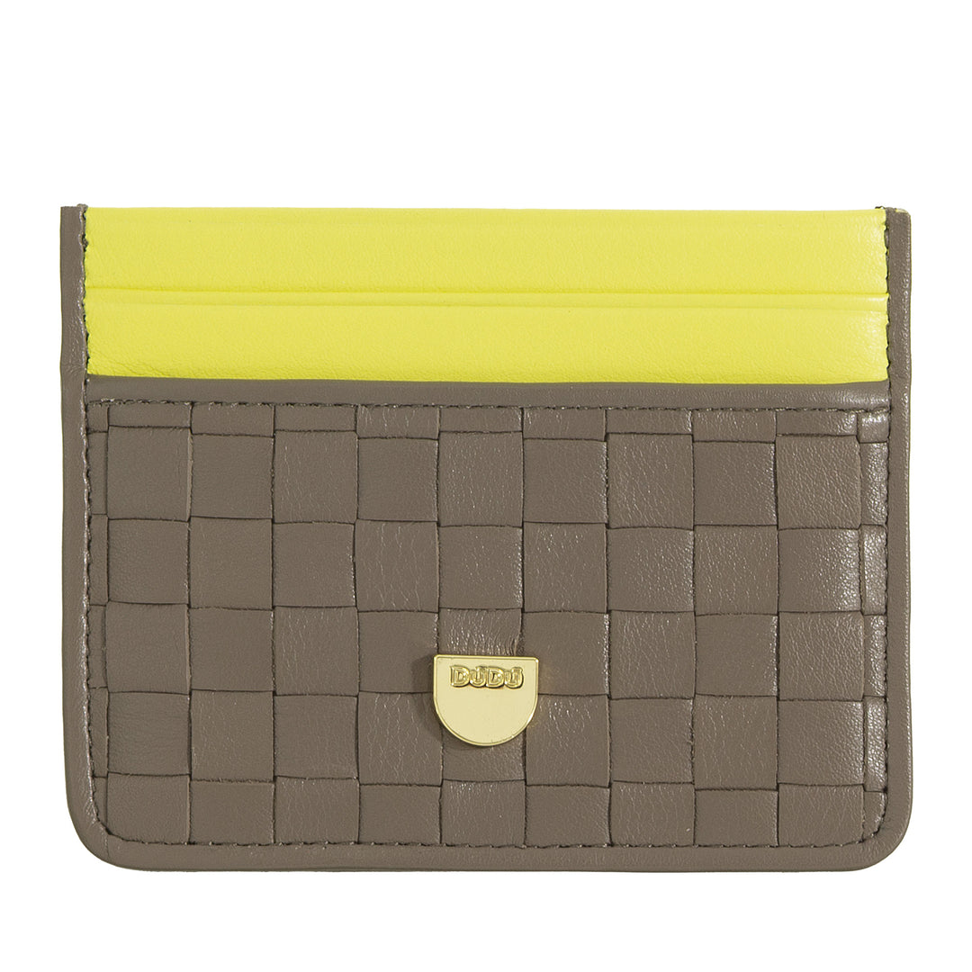 DUDU Porta Carte in Pelle Intrecciata Uomo Donna – Slim Card Holder Compatto Intrecciato, Design Elegante, Porta Carte di Credito Tascabile