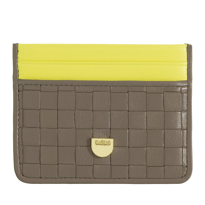 DUDU Porta Carte in Pelle Intrecciata Uomo Donna – Slim Card Holder Compatto Intrecciato, Design Elegante, Porta Carte di Credito Tascabile