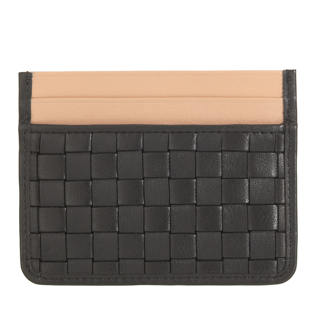 DUDU Porta Carte in Pelle Intrecciata Uomo Donna – Slim Card Holder Compatto Intrecciato, Design Elegante, Porta Carte di Credito Tascabile