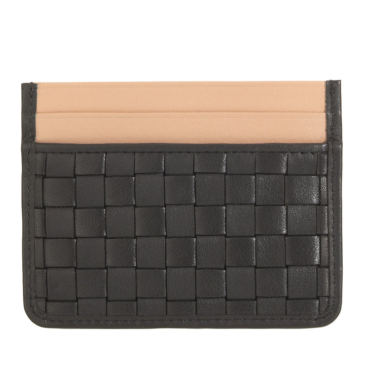 DUDU Porta Carte in Pelle Intrecciata Uomo Donna – Slim Card Holder Compatto Intrecciato, Design Elegante, Porta Carte di Credito Tascabile