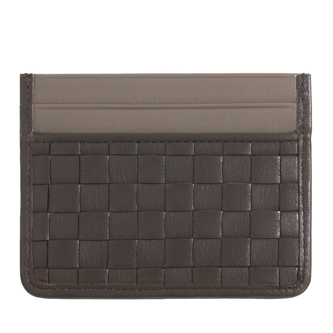 DUDU Porta Carte in Pelle Intrecciata Uomo Donna – Slim Card Holder Compatto Intrecciato, Design Elegante, Porta Carte di Credito Tascabile