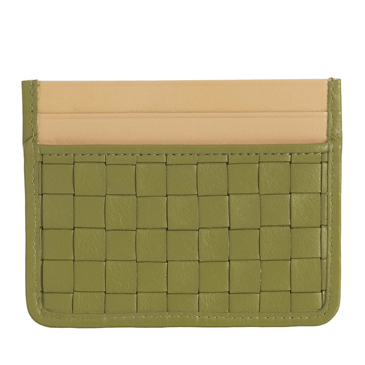 DUDU Porta Carte in Pelle Intrecciata Uomo Donna – Slim Card Holder Compatto Intrecciato, Design Elegante, Porta Carte di Credito Tascabile