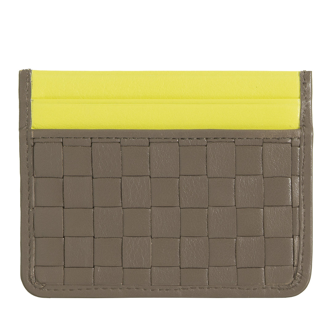 DUDU Porta Carte in Pelle Intrecciata Uomo Donna – Slim Card Holder Compatto Intrecciato, Design Elegante, Porta Carte di Credito Tascabile