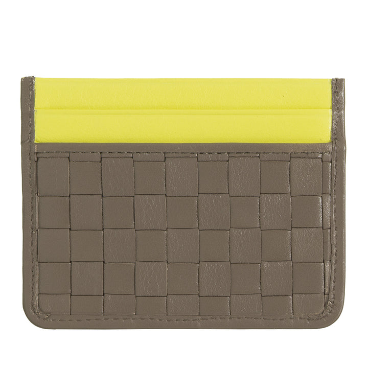 DUDU Porta Carte in Pelle Intrecciata Uomo Donna – Slim Card Holder Compatto Intrecciato, Design Elegante, Porta Carte di Credito Tascabile