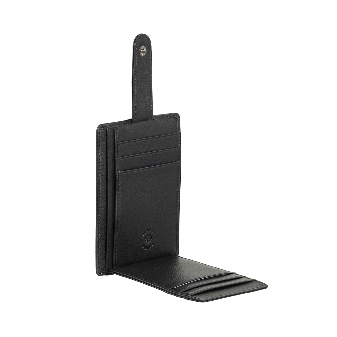 Nuvola Pelle Porta Carte di Credito Uomo Slim Ultrasottile in Pelle Nappa con Chiusura a Bottone