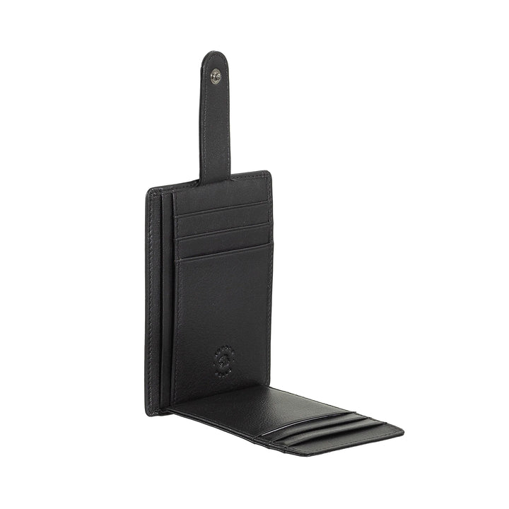 Nuvola Pelle Porta Carte di Credito Uomo Slim Ultrasottile in Pelle Nappa con Chiusura a Bottone