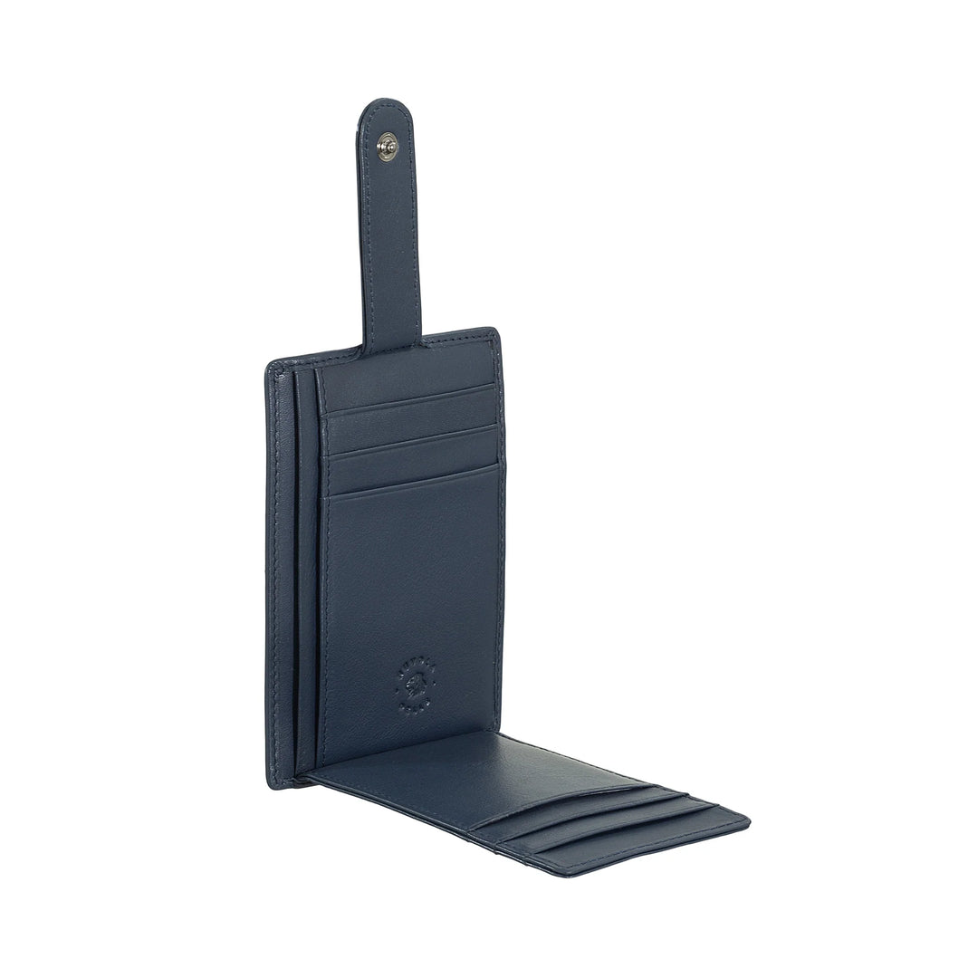 Nuvola Pelle Porta Carte di Credito Uomo Slim Ultrasottile in Pelle Nappa con Chiusura a Bottone