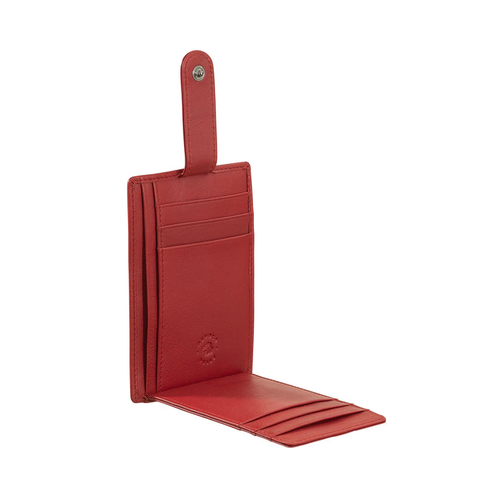 Nuvola Pelle Porta Carte di Credito Uomo Slim Ultrasottile in Pelle Nappa con Chiusura a Bottone
