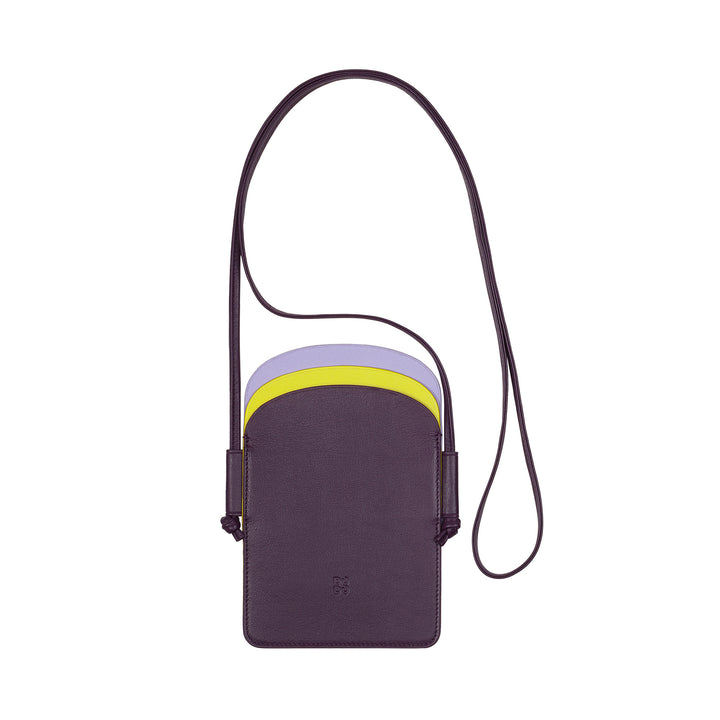 DUDU Porta Cellulare da Collo Donna in Pelle, Doppia Tasca Porta Smartphone, Tasca Porta Tessere, Tracolla Laccio Regolabile