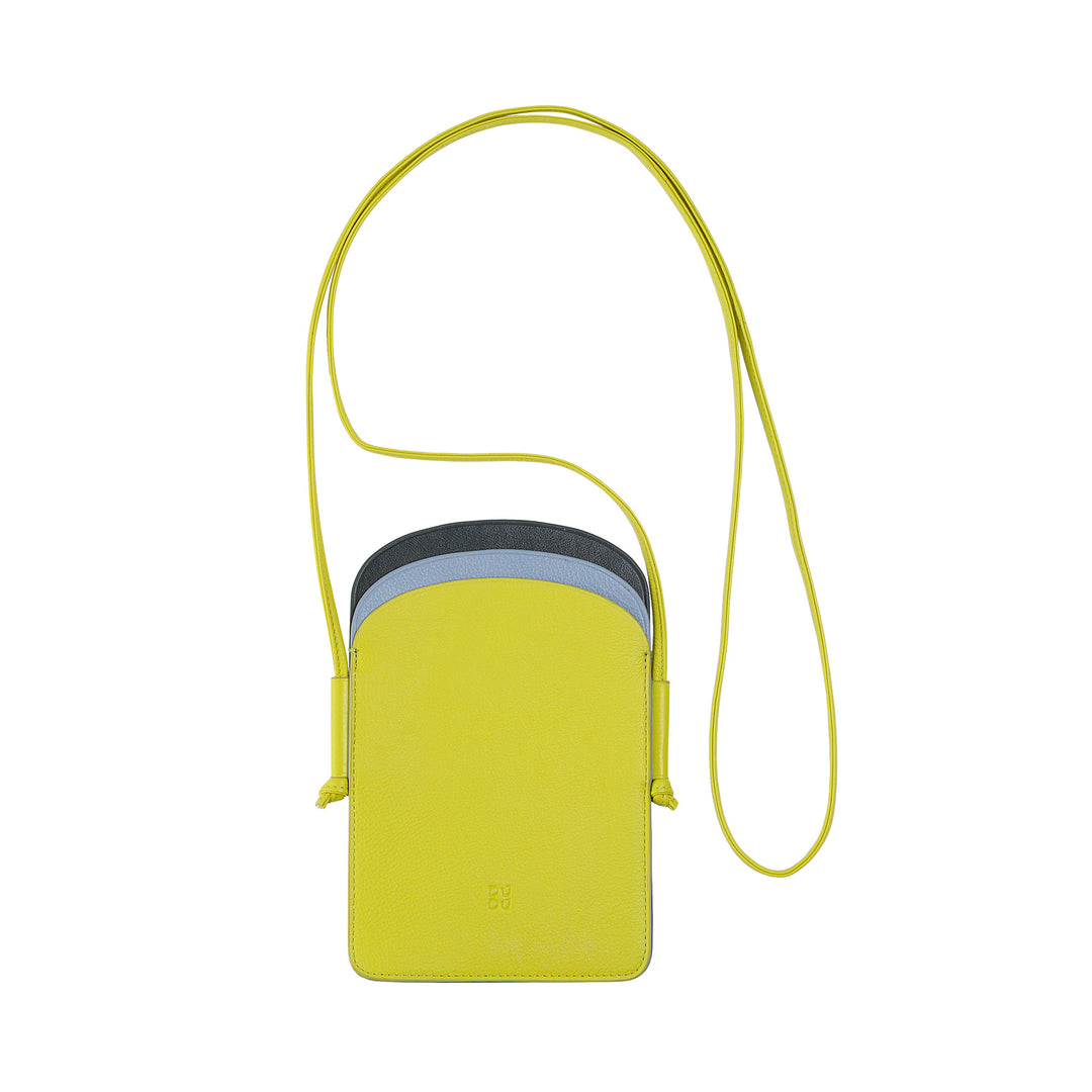 DUDU Porta Cellulare da Collo Donna in Pelle, Doppia Tasca Porta Smartphone, Tasca Porta Tessere, Tracolla Laccio Regolabile