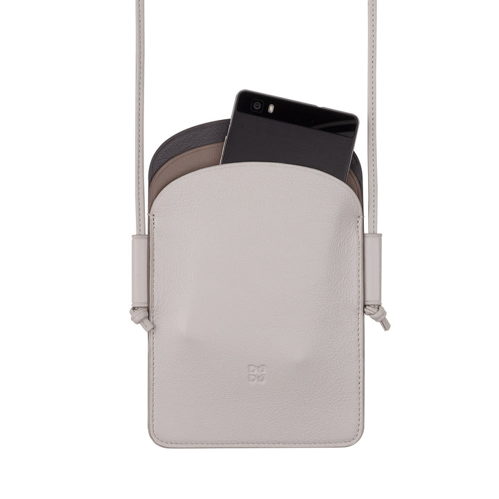 DUDU Porta Cellulare da Collo Donna in Pelle, Doppia Tasca Porta Smartphone, Tasca Porta Tessere, Tracolla Laccio Regolabile