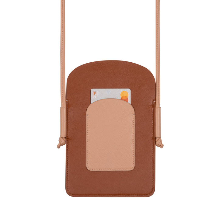 DUDU Porta Cellulare da Collo Donna in Pelle, Doppia Tasca Porta Smartphone, Tasca Porta Tessere, Tracolla Laccio Regolabile