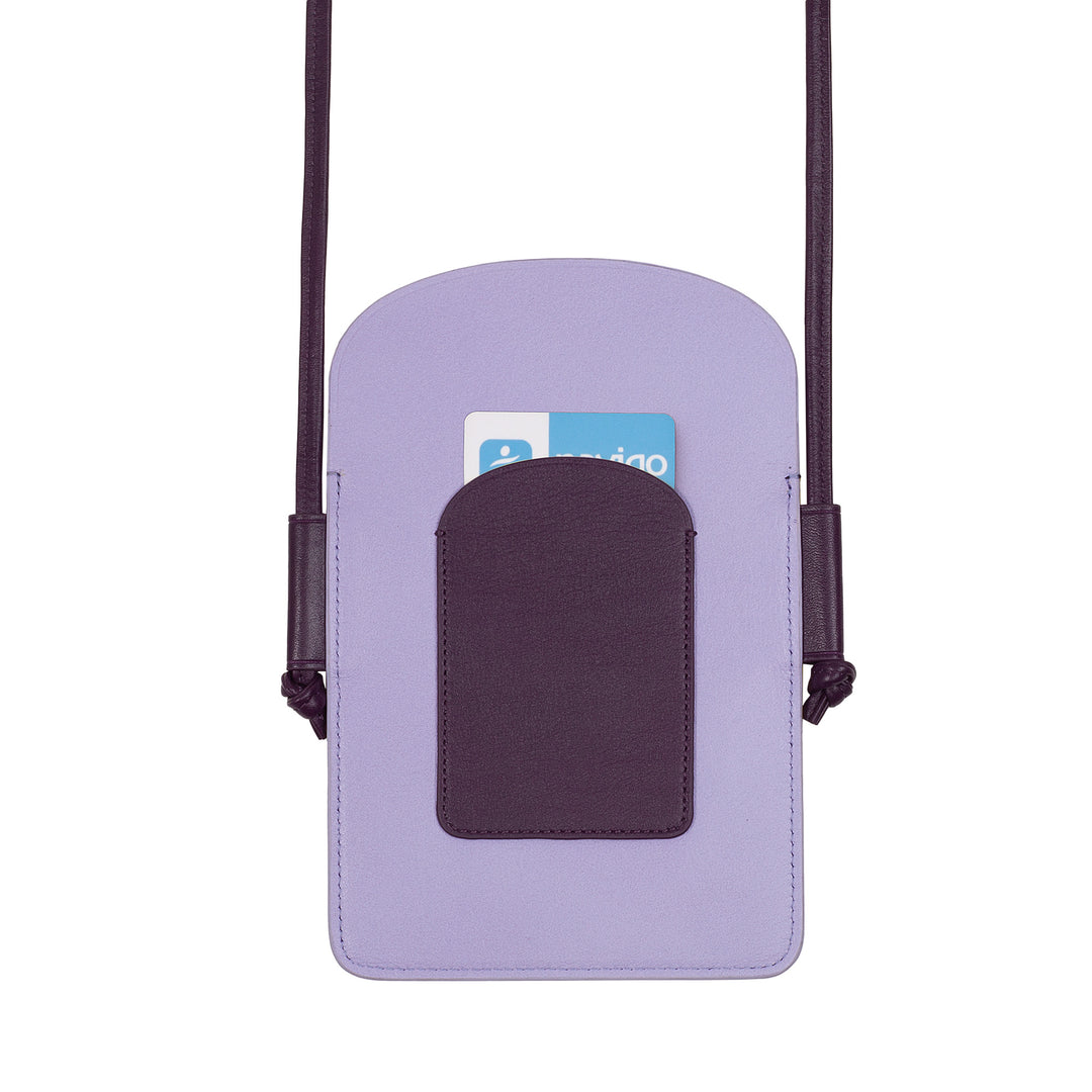 DUDU Porta Cellulare da Collo Donna in Pelle, Doppia Tasca Porta Smartphone, Tasca Porta Tessere, Tracolla Laccio Regolabile