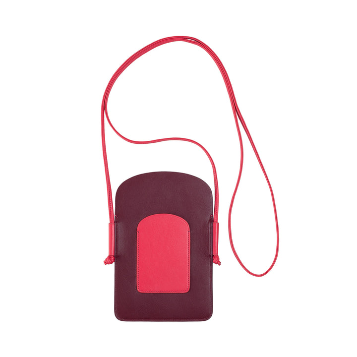 DUDU Porta Cellulare da Collo Donna in Pelle, Doppia Tasca Porta Smartphone, Tasca Porta Tessere, Tracolla Laccio Regolabile