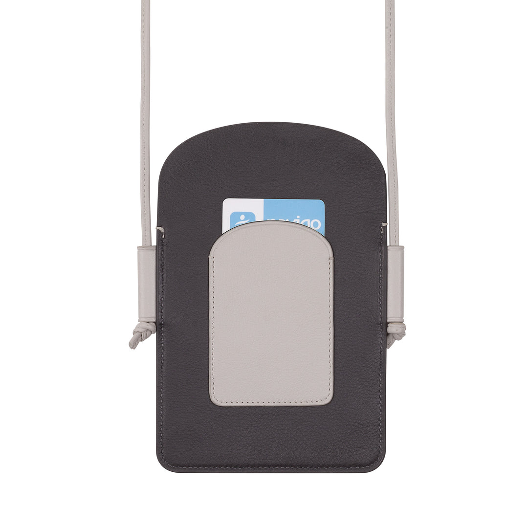 DUDU Porta Cellulare da Collo Donna in Pelle, Doppia Tasca Porta Smartphone, Tasca Porta Tessere, Tracolla Laccio Regolabile