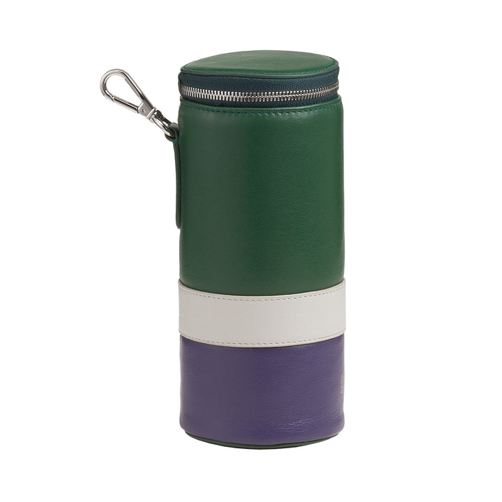 DUDU Porta Palline da Tennis in Vera Pelle, Edizione Limitata, Tubo da 3 Palline, Chiusura a Cerniera, Attacco con Moschettone