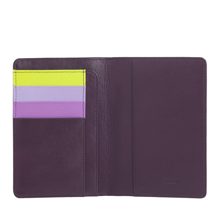 DUDU Multicolor RFID leather passport and credit card holder