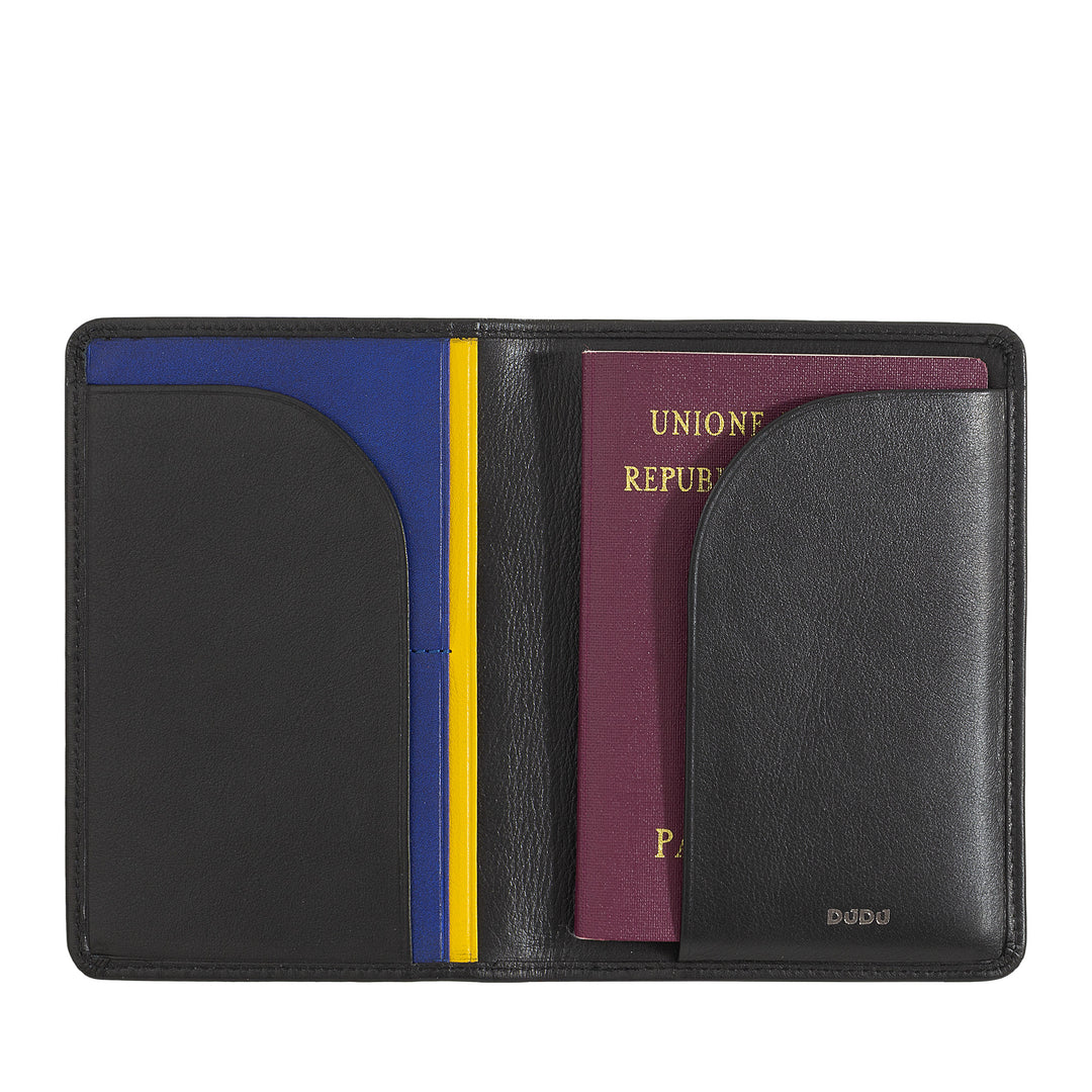 DUDU Custodia Porta Passaporto in Pelle da Viaggio con Protezione RFID e Porta Carte di Credito