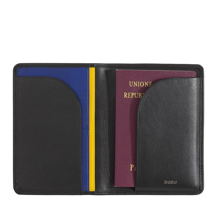DUDU Custodia Porta Passaporto in Pelle da Viaggio con Protezione RFID e Porta Carte di Credito