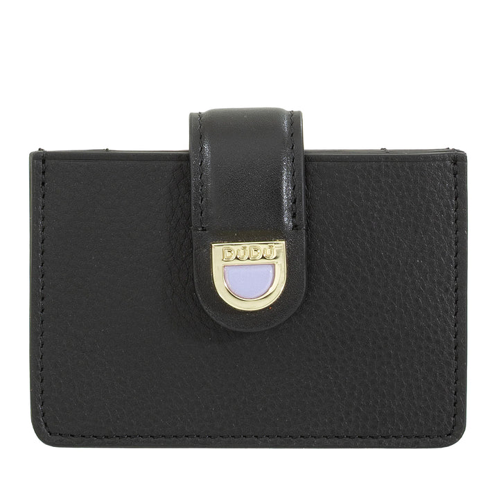 DUDU Porta Tessere Donna in Pelle a Fisarmonica - Porta Carte di Credito Compatto, Multi Carte e Chiusura con Bottone - Portacarte Elegante da Borsa