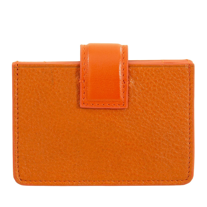 DUDU Porta Tessere Donna in Pelle a Fisarmonica - Porta Carte di Credito Compatto, Multi Carte e Chiusura con Bottone - Portacarte Elegante da Borsa