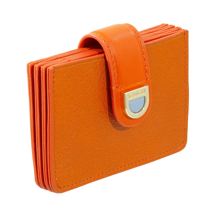 DUDU Porta Tessere Donna in Pelle a Fisarmonica - Porta Carte di Credito Compatto, Multi Carte e Chiusura con Bottone - Portacarte Elegante da Borsa