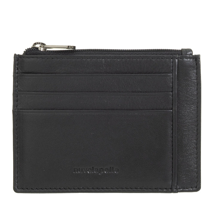 Nuvola Pelle Bustina Portafoglio Porta Carte di Credito Tascabile in Pelle - Portamonete Uomo Slim con Cerniera Zip