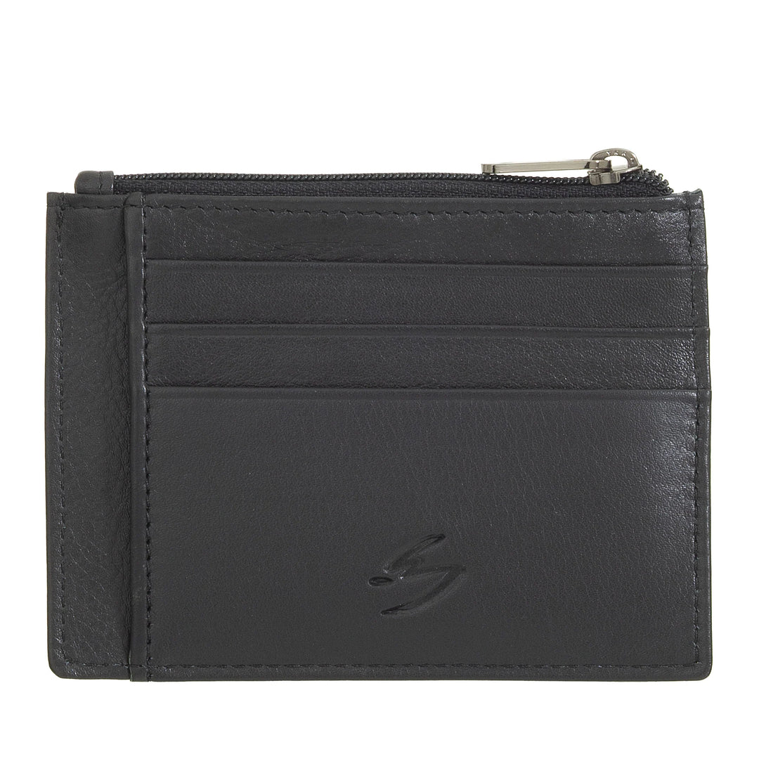 Nuvola Pelle Bustina Portafoglio Porta Carte di Credito Tascabile in Pelle - Portamonete Uomo Slim con Cerniera Zip