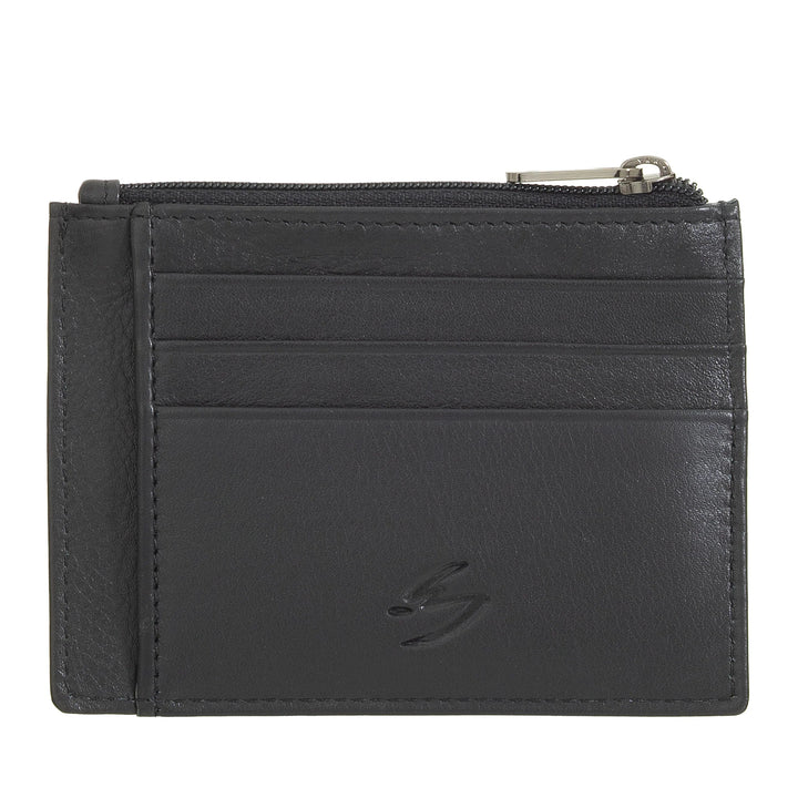 Nuvola Pelle Bustina Portafoglio Porta Carte di Credito Tascabile in Pelle - Portamonete Uomo Slim con Cerniera Zip