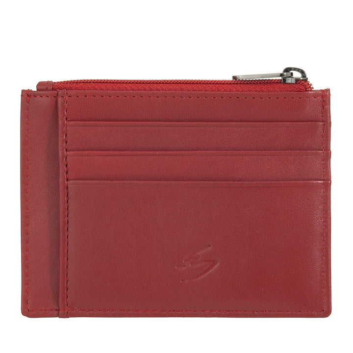 Nuvola Pelle Bustina Portafoglio Porta Carte di Credito Tascabile in Pelle - Portamonete Uomo Slim con Cerniera Zip