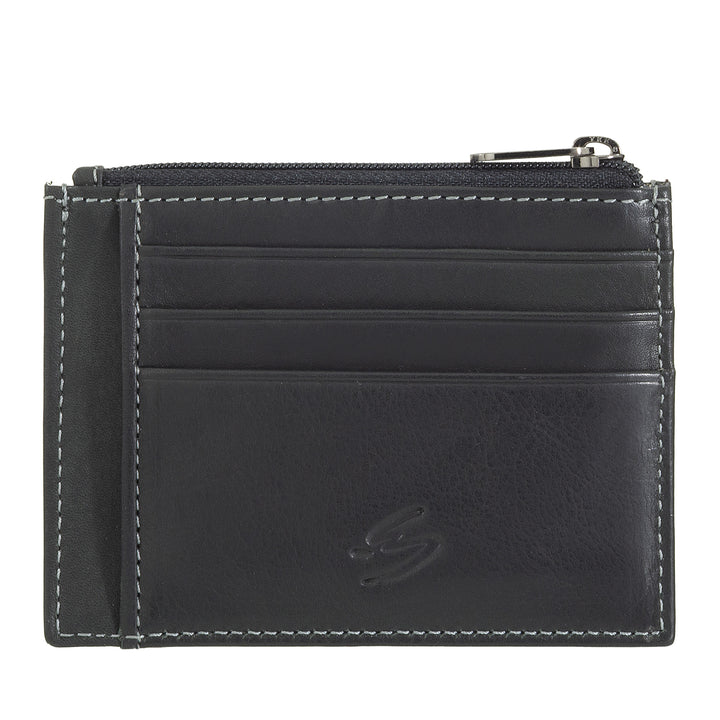 Nuvola Pelle Portacarte Credito in Pelle Uomo Donna – Porta Carte Slim Sottile con Scomparti e Tasca a Cerniera Zip – Elegante e Compatto