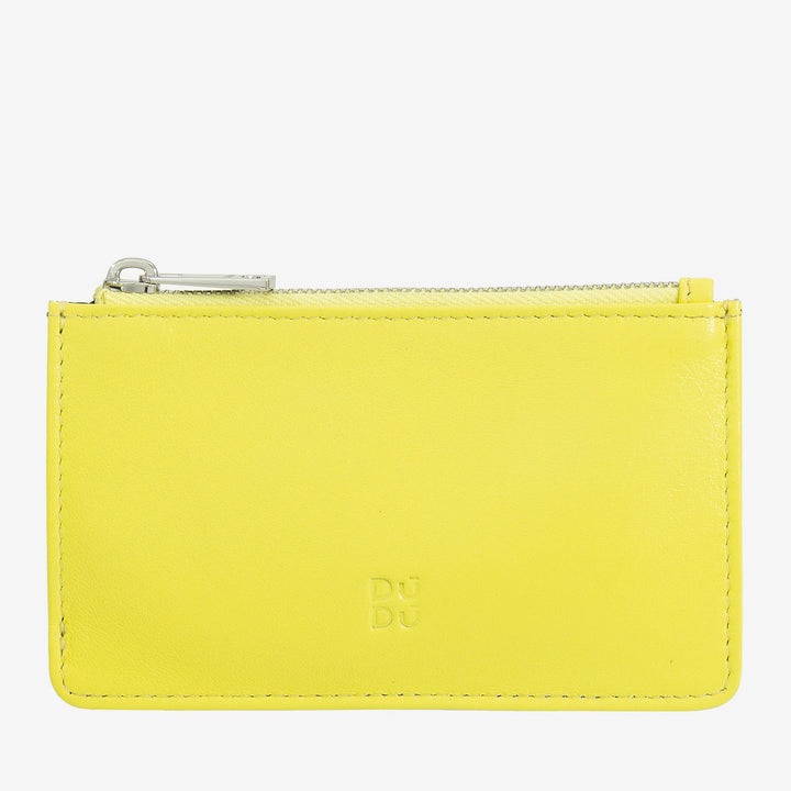 DUDU Porta Carte di Credito Uomo Donna in Pelle, Portafoglio Sottile Piccolo, 4 Porta Tessere Portacarte, con Chiusura a Cerniera
