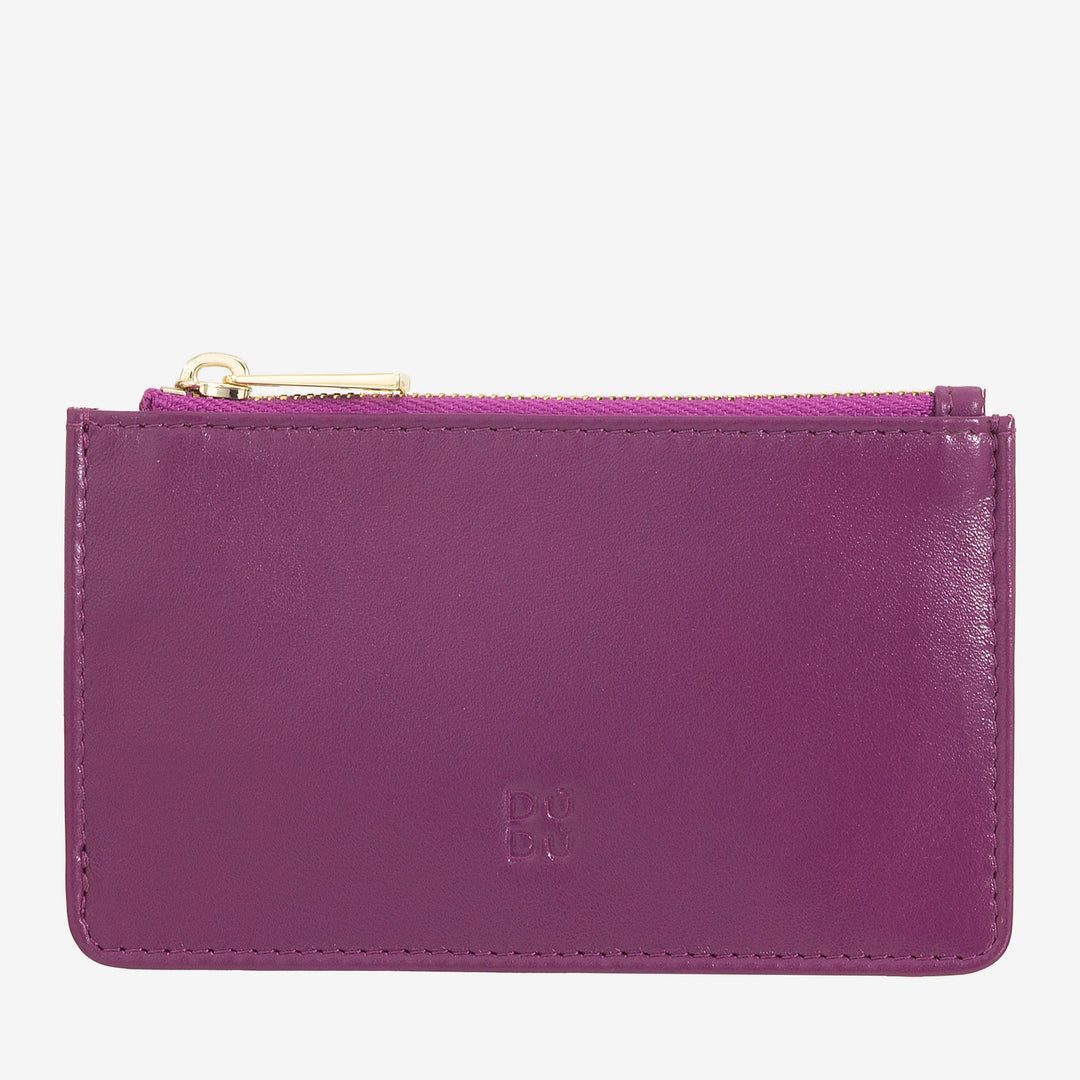 DUDU Porta Carte di Credito Uomo Donna in Pelle, Portafoglio Sottile Piccolo, 4 Porta Tessere Portacarte, con Chiusura a Cerniera